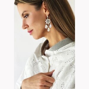 Free People Jewelry Light Earrings Silver Star Snowflakes Faux Baroque Pear